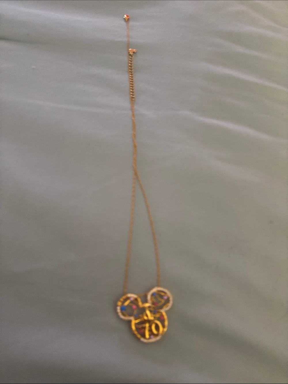 Disney Gold Tone Mickey 70th Anniversary Pendant Necklace